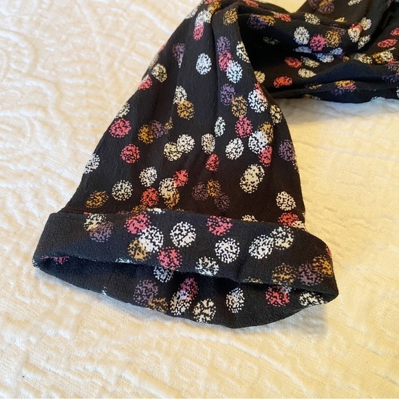 Garnet Hill Polka Dot V Neck 3/4 Length Sleeve Black Dress - Size 4 - Picture 8 of 13